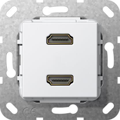 Розетка двойная HDMI Gira System 55 чисто-белый глянцевый 567103 Розетка двойная HDMI Gira System 55 чисто-белый глянцевый 567103