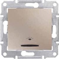 Выключатель кнопочный с синей подсветкой Свет Schneider Electric Sedna 10A 250V SDN1800168