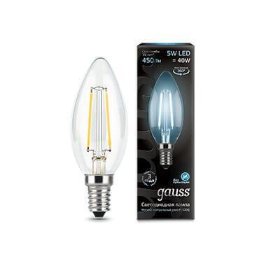 Лампа светодиодная Gauss E14 5W 4100K прозрачная 103801205 Лампа светодиодная Gauss E14 5W 4100K прозрачная 103801205