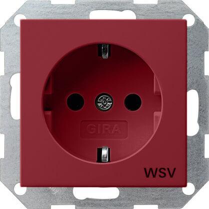Розетка Gira System 55 Schuko WSV с/з 16A 250V безвинтовой зажим красный 044902 Розетка Gira System 55 Schuko WSV с/з 16A 250V безвинтовой зажим красный 044902
