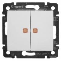 Переключатель двухклавишный Legrand Valena 10A 250V с подсветкой белый 774213