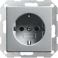 Розетка Gira System 55 Schuko с/з 16A 250V безвинтовой зажим алюминий 046626