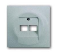 Накладка для 2-постовой розетки 0214, 0215, 0218/12, 0220/12, 0221/12 поле для надписи, серебристый металлик