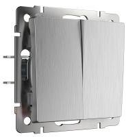 Выключатель Werkel двухклавишный проходной серебряный рифленый WL09-SW-2G-2W 4690389085154