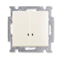 Выключатель двухклавишный ABB Basic55 10A 250V с подсветкой chalet-белый 2CKA001012A2188