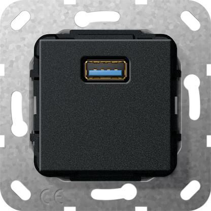 Розетка USB 3.0 A Gira System 55 разветвительный кабель черный матовый 568310 Розетка USB 3.0 A Gira System 55 разветвительный кабель черный матовый 568310