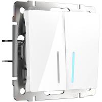 Выключатель Werkel двухклавишный с подсветкой белый WL01-SW-2G-LED 4690389059193