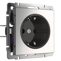 Розетка Werkel с заземлением глянцевый никель WL02-SKG-01-IP20 4690389075803