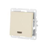 Переключатель одноклавишный LK Studio LK80 c подсветкой бежевый матовый 840402-1
