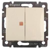 Переключатель двухклавишный Legrand Valena 10A 250V с подсветкой cлоновая кость 774345