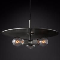 Люстра Rh Utilitaire Disk Triple Pendant Black By Imperiumloft