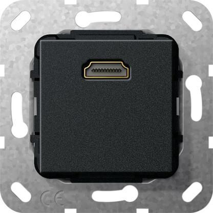 Розетка HDMI Gira System 55 черный матовый 566910 Розетка HDMI Gira System 55 черный матовый 566910