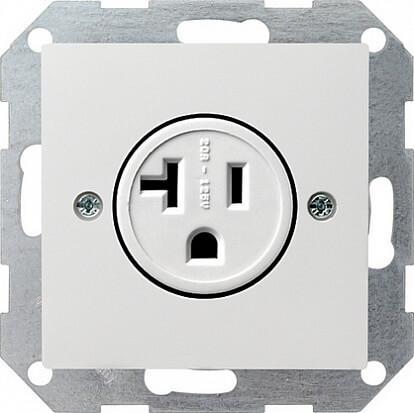 Розетка Gira System 55 20A 125V винтовой зажим Американский стандарт чисто-белый шелковисто-матовый 048727 Розетка Gira System 55 20A 125V винтовой зажим Американский стандарт чисто-белый шелковисто-матовый 048727