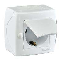 Розетка 2К+З Mono Electric Octans IP20 16A 250V с крышкой винтовое подключение белый 104-010107-118