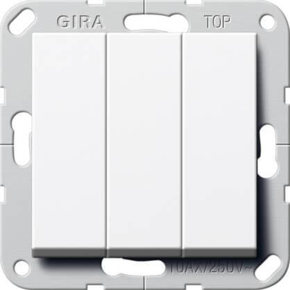 Выключатель трехклавишный Gira System 55 10A 250V чисто-белый глянцевый 284403 Выключатель трехклавишный Gira System 55 10A 250V чисто-белый глянцевый 284403