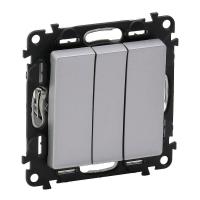 Выключатель трехклавишный Legrand Valena Life 10A 250V алюминий 752603