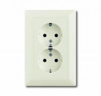 Розетка двойная ABB Basic55 Schuko с/з 16A 250V безвинтовой зажим chalet-белый 2CKA002014A1478