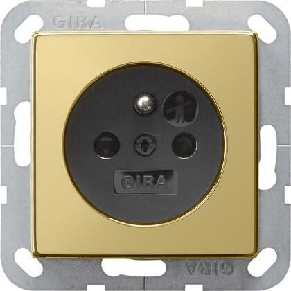 Розетка Gira System 55 Schuko с/з 16A 250V безвинтовой зажим латунь/черный 0188604 Розетка Gira System 55 Schuko с/з 16A 250V безвинтовой зажим латунь/черный 0188604