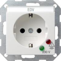 Розетка Gira System 55 Schuko с защитой от перенапряжения с/з 16A 250V безвинтовой зажим чисто-белый глянцевый 045103