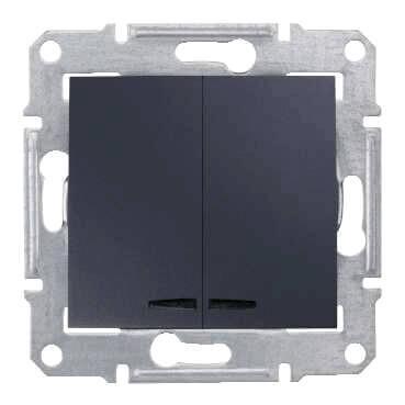 Выключатель двухклавишный с синей подсветкой Schneider Electric Sedna 10A 250V SDN0300370 Выключатель двухклавишный с синей подсветкой Schneider Electric Sedna 10A 250V SDN0300370