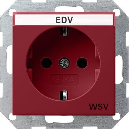 Розетка Gira System 55 Schuko WSV с/з 16A 250V безвинтовой зажим красный 047402 Розетка Gira System 55 Schuko WSV с/з 16A 250V безвинтовой зажим красный 047402