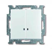 Выключатель двухклавишный ABB Basic55 10A 250V с подсветкой альпийский белый 2CKA001012A2154