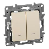 Переключатель двухклавишный Legrand Etika с подсветкой 10A 250V слоновая кость 672316