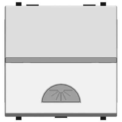 Выключатель кнопочный одноклавишный ABB Zenit 16A 250V Свет серебро 2CLA220420N1301 Выключатель кнопочный одноклавишный ABB Zenit 16A 250V Свет серебро 2CLA220420N1301