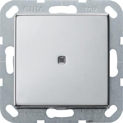 Переключатель кнопочный одноклавишный Gira System 55 с подсветкой 10A 250V хром 0136605 Переключатель кнопочный одноклавишный Gira System 55 с подсветкой 10A 250V хром 0136605