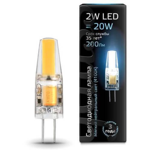 Лампа светодиодная Gauss G4 2W 4100K прозрачная 107707202 Лампа светодиодная Gauss G4 2W 4100K прозрачная 107707202
