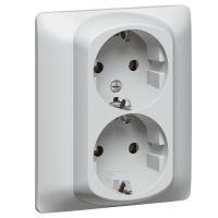 Розетка 2х2К+3 Legrand Galea Life 16A 250V с/з со шторками автоматические клеммы алюминий 771333