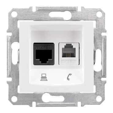 Розетка телефонная RJ-11 и Ethernet RJ-45 Schneider Electric Sedna UTP SDN5200121 Розетка телефонная RJ-11 и Ethernet RJ-45 Schneider Electric Sedna UTP SDN5200121