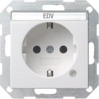 Розетка Gira System 55 Schuko с/з с подсветкой 16A 250V безвинтовой зажим чисто-белый глянцевый 045203