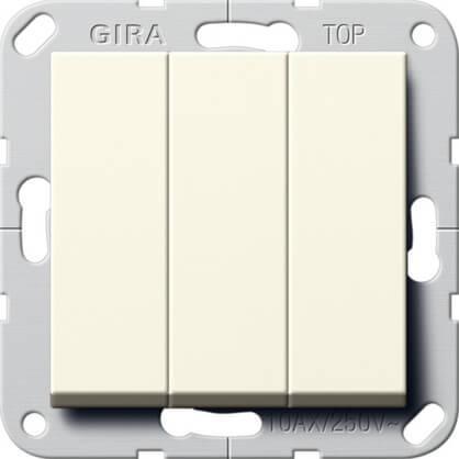 Переключатель трехклавишный Gira System 55 кремовый глянцевый 283201 Переключатель трехклавишный Gira System 55 кремовый глянцевый 283201