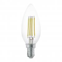 Лампа светодиодная филаментная Eglo E14 4W 2700К прозрачная 11496