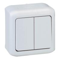 Переключатель двухклавишный на 2 направления Legrand Quteo 10A 250V IP44 белый 782301