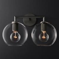 Бра Rh Utilitaire Globe Shade Double Sconce Black By Imperiumloft