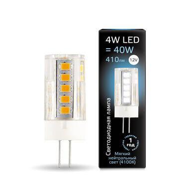 Лампа светодиодная Gauss G4 4W 4100К прозрачная 207307204 Лампа светодиодная Gauss G4 4W 4100К прозрачная 207307204