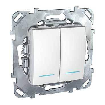 Выключатель двухклавишный с подсветкой Schneider Electric Unica MGU5.0101.18NZD Выключатель двухклавишный с подсветкой Schneider Electric Unica MGU5.0101.18NZD
