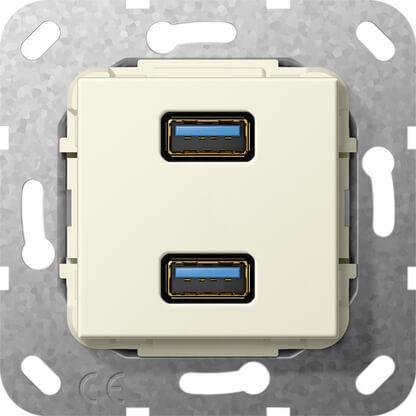 Розетка двойная USB 3.0 A Gira System 55 кремовый глянцевый 568401 Розетка двойная USB 3.0 A Gira System 55 кремовый глянцевый 568401