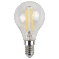 Лампа светодиодная филаментная ЭРА E14 5W 4000K прозрачная F-LED P45-5W-840-E14