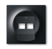 Накладка для 2-постовой розетки 0214, 0215, 0218/12, 0220/12, 0221/12 поле для надписи, impuls, чёрный бархат