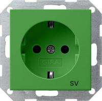 Розетка Gira System 55 Schuko SV с/з 16A 250V безвинтовой зажим зеленый 045502