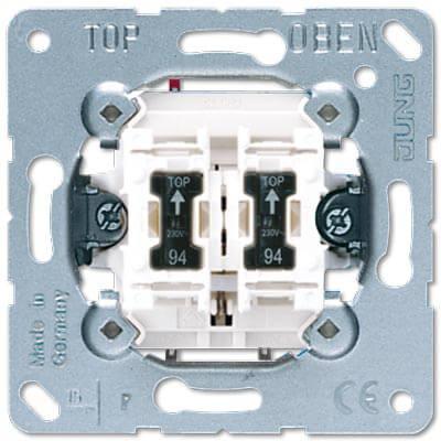 Выключатель двухклавишный кнопочный с подсветкой Jung 10А 250V 535U5 Выключатель двухклавишный кнопочный с подсветкой Jung 10А 250V 535U5