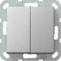 Выключатель кнопочный двухклавишный Gira System 55 10A 250V алюминий 012526