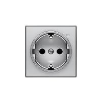 Накладка для розетки SCHUKO с линзой для контрольной подсветки, серия SKY, цвет серебристый алюминий