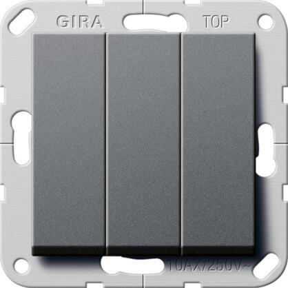 Выключатель трехклавишный Gira System 55 10A 250V антрацит 284428 Выключатель трехклавишный Gira System 55 10A 250V антрацит 284428