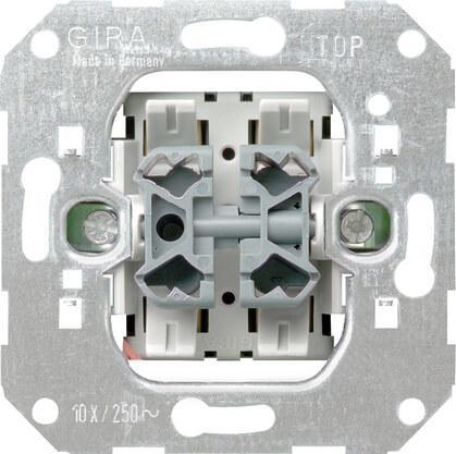 Выключатель кнопочный двухклавишный перекрестный Gira System 55 10A 250V 015500 Выключатель кнопочный двухклавишный перекрестный Gira System 55 10A 250V 015500