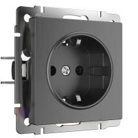 Розетка Werkel с заземлением и шторками Графит рифленый WL04-SKGS-01-IP44 4690389146008