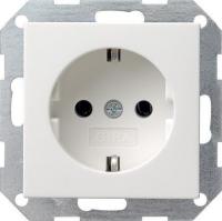 Розетка Gira System 55 Schuko с/з 16A 250V безвинтовой зажим чисто-белый глянцевый 046603